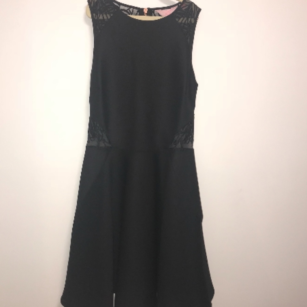 Black Ted Baker skater dress with mesh back